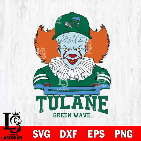 Tulane Green Wave Pennywise Horror Sport 2 Svg Eps Dxf Png File, Digital Download