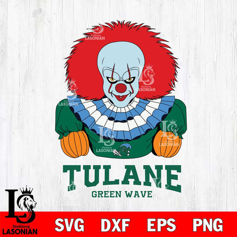Tulane Green Wave Pennywise Horror Sport 3 Svg Eps Dxf Png File, Digital Download