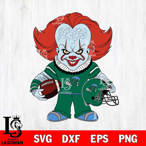 Tulane Green Wave Pennywise Horror Sport Svg Eps Dxf Png File, Digital Download