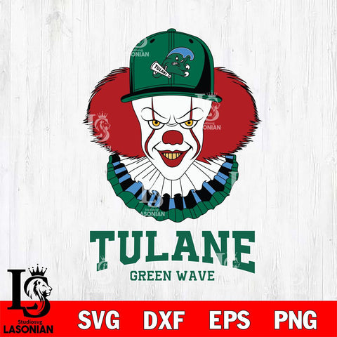 Tulane Green Wave Pennywise Horror Sport 4 Svg Eps Dxf Png File, Digital Download