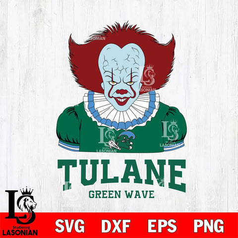 Tulane Green Wave Pennywise Horror Sport 5 Svg Eps Dxf Png File, Digital Download