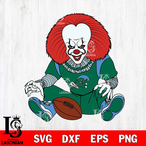 Tulane Green Wave Pennywise Horror Sport 6 Svg Eps Dxf Png File, Digital Download