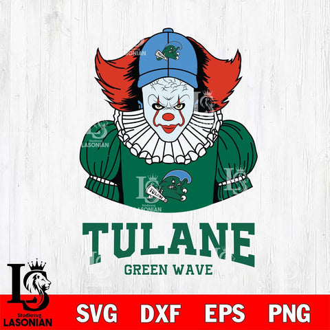 Tulane Green Wave Pennywise Horror Sport 7 Svg Eps Dxf Png File, Digital Download