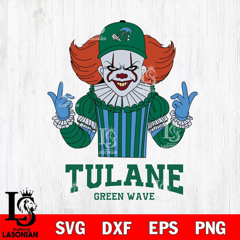 Tulane Green Wave Pennywise Horror Sport 8 Svg Eps Dxf Png File, Digital Download