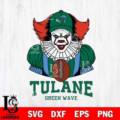Tulane Green Wave Pennywise Horror Sport 9 Svg Eps Dxf Png File, Digital Download