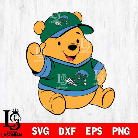 Tulane Green Wave Pooh Bear Svg Eps Dxf Png File, NCAA svg, Digital Download, Instant Download