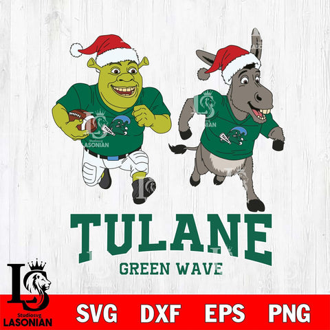 Tulane Green Wave Shrek and Donkey Football Cricut,Christmas SVG DXF EPS PNG FILE, NCAA Digital Download,Instant Download, Silhouette