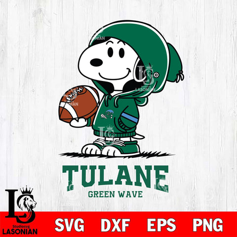Tulane Green Wave Snoopy Football Svg Eps Dxf Png File, NCAA svg , Digital Download , Instant Download, Cricut File