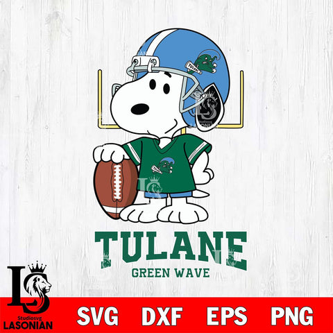 Tulane Green Wave Snoopy Player Football SVG DXF EPS PNG FILE,Snoopy File Cut, NCAA Digital Download,Instant Download,Christmas Silhouette