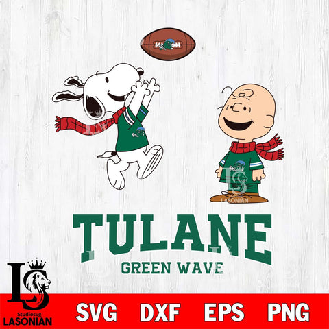 Tulane Green Wave Snoopy & Charlie Brown Football Cricut,Christmas SVG DXF EPS PNG FILE, NCAA Digital Download,Instant Download, Silhouette
