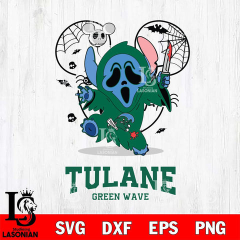 Tulane Green Wave Stitch Ghost Face Halloween 2 Svg Eps Dxf Png File, Digital Download, Instant Download