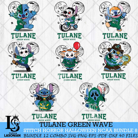 Tulane Green Wave Stitch Horror Halloween Bundle NCAA Svg Eps Dxf Png File, Digital Download, Instant Download