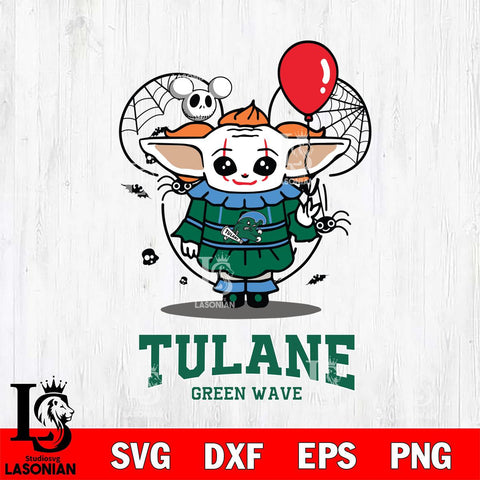 Tulane Green Wave Stitch Pennywise Halloween Svg Eps Dxf Png File, Digital Download, Instant Download