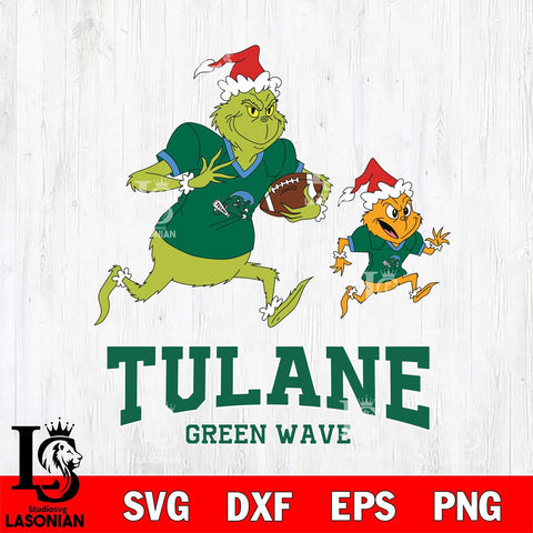 Tulane Green Wave The Grinch & Max Football Cricut,Christmas SVG DXF EPS PNG FILE, NCAA Digital Download,Instant Download, Silhouette