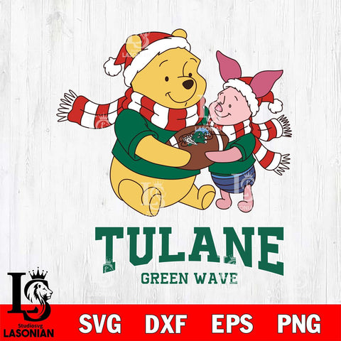 Tulane Green Wave Winnie the Pooh & Piglet Football Cricut,Christmas SVG DXF EPS PNG FILE, NCAA Digital Download,Instant Download, Silhouette