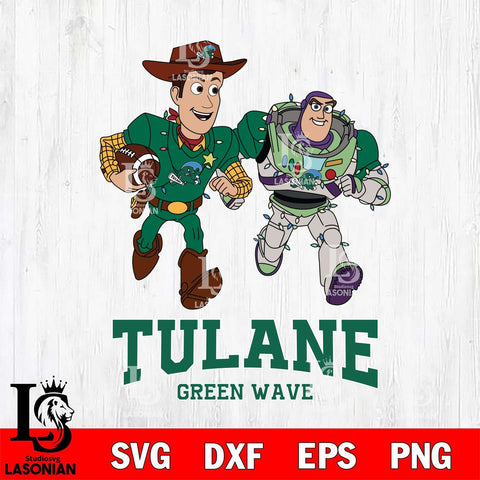 Tulane Green Wave Woody & Buzz Lightyear Football Cricut,Christmas SVG DXF EPS PNG FILE, NCAA Digital Download,Instant Download, Silhouette