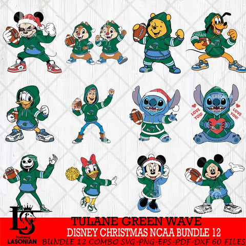 Tulane Green Wave  Disney christmas NCAA Bundle File Cut, Bundle NCAA SVG DXF EPS PNG FILE, Digital Download , Criucut , Silhouette