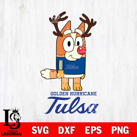 Tulsa Golden Hurricane Bluey Chilli Christmas Deer Svg Eps Dxf Png File, Digital Download