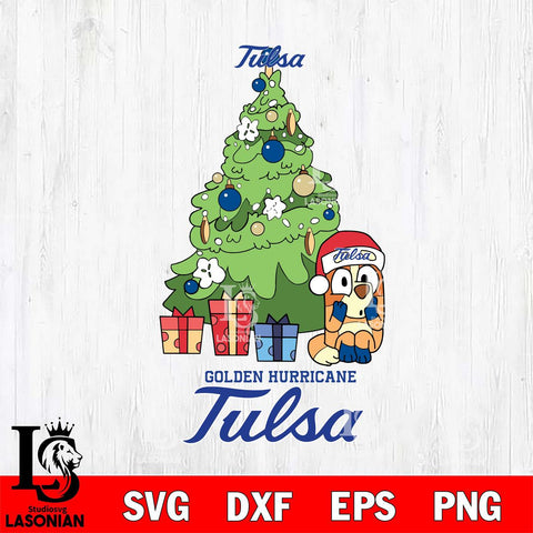 Tulsa Golden Hurricane Bluey Chilli Christmas Tree Svg Eps Dxf Png File, Digital Download