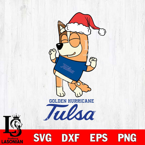 Tulsa Golden Hurricane Bluey Chilli Happy Christmas Svg Eps Dxf Png File, Digital Download