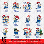 Tulsa Golden Hurricane Bluey Christmas NCAA Bundle 12 Cricut File Cut Files , Bluey Cricut , Christmas Svg , Bluey svg , Digital Download, dxf eps png pdf file