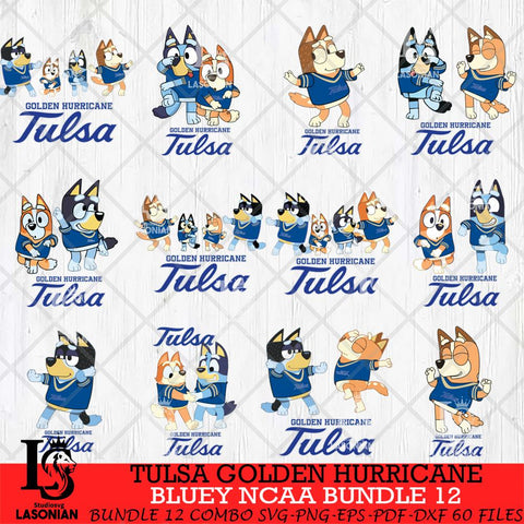 Tulsa Golden Hurricane Bluey Dace Mode NCAA Bundle 12 SVG Eps Dxf Png File, Digital Download, Instant Download
