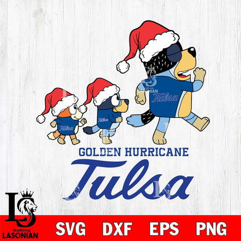 Tulsa Golden Hurricane Bluey Family Christmas Svg Eps Dxf Png File, Digital Download