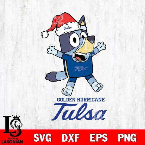 Tulsa Golden Hurricane Bluey Happy Christmas Svg Eps Dxf Png File, Digital Download
