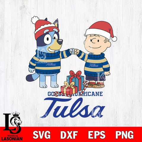 Tulsa Golden Hurricane Bluey With Charlie Brown Christmas File Cut, NCAA SVG DXF EPS PNG FILE, Digital Download,Instant Download, Silhouette
