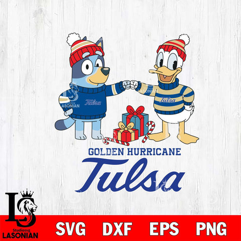 Tulsa Golden Hurricane Bluey With Donald Duck Christmas File Cut, NCAA SVG DXF EPS PNG FILE, Digital Download,Instant Download, Silhouette