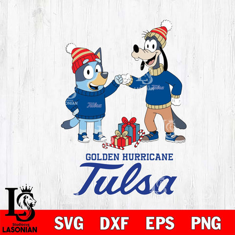 Tulsa Golden Hurricane Bluey With Goofy Christmas File Cut, NCAA SVG DXF EPS PNG FILE, Digital Download,Instant Download, Silhouette