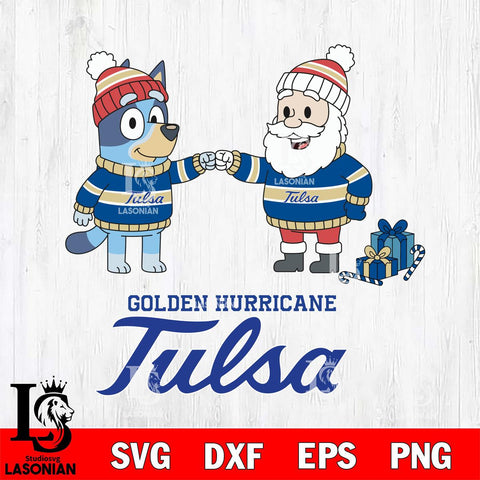 Tulsa Golden Hurricane Bluey With Satan Christmas File Cut, NCAA SVG DXF EPS PNG FILE, Digital Download,Instant Download, Silhouette