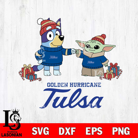 Tulsa Golden Hurricane Bluey With Yoda Christmas File Cut, NCAA SVG DXF EPS PNG FILE, Digital Download,Instant Download, Silhouette