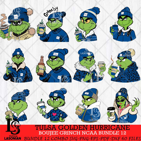 Tulsa Golden Hurricane Boujee Grinch NCAA Bundle 12 SVG Eps Dxf Png File, Digital Download, Instant Download