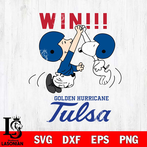 Tulsa Golden Hurricane Charlie Brown and Snoopy Win Svg Eps Dxf Png File, NCAA svg , Digital Download , Instant Download, Cricut File