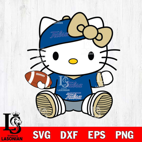 Tulsa Golden Hurricane Cute Hello Kitty Football 11 Svg Eps Dxf Png File, NCAA svg, Digital Download, Instant Download