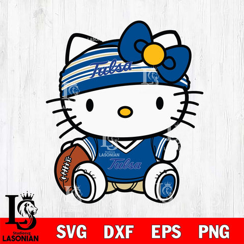 Tulsa Golden Hurricane Cute Hello Kitty Football 12 Svg Eps Dxf Png File, NCAA svg, Digital Download, Instant Download