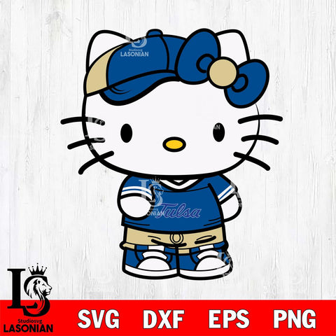Tulsa Golden Hurricane Cute Hello Kitty Football 2 Svg Eps Dxf Png File, NCAA svg, Digital Download, Instant Download