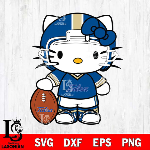 Tulsa Golden Hurricane Cute Hello Kitty Football 3 Svg Eps Dxf Png File, NCAA svg, Digital Download, Instant Download