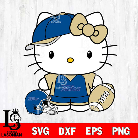 Tulsa Golden Hurricane Cute Hello Kitty Football 4 Svg Eps Dxf Png File, NCAA svg, Digital Download, Instant Download