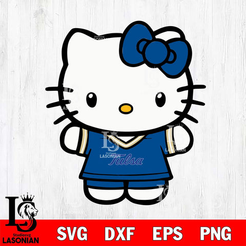 Tulsa Golden Hurricane Cute Hello Kitty Football 6 Svg Eps Dxf Png File, NCAA svg, Digital Download, Instant Download