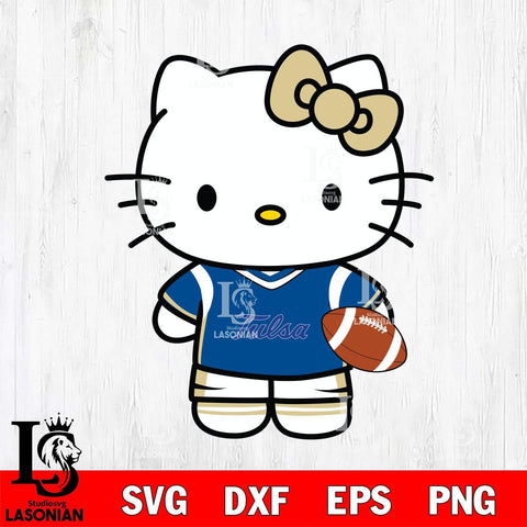 Tulsa Golden Hurricane Cute Hello Kitty Football 8 Svg Eps Dxf Png File, NCAA svg, Digital Download, Instant Download