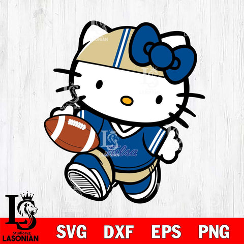 Tulsa Golden Hurricane Cute Hello Kitty Football 9 Svg Eps Dxf Png File, NCAA svg, Digital Download, Instant Download