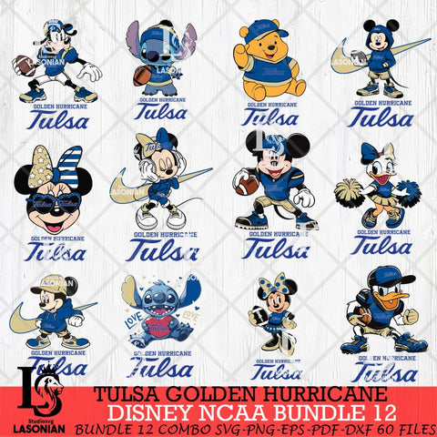 Tulsa Golden Hurricane Disney NCAA Bundle Svg PNG 12 Svg Eps Dxf Png File, Digital Download