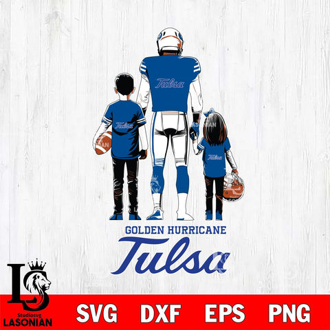 Tulsa Golden Hurricane Father And Child Football SVG DXF EPS PNG FILE,NCAA SVG, Father day Digital Download,Instant Download, Silhouette