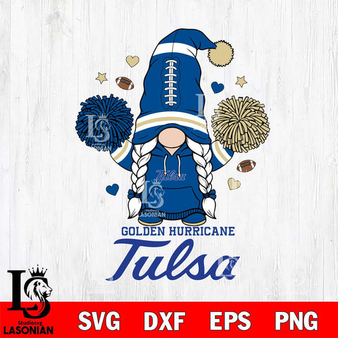Tulsa Golden Hurricane Gnome cheerleader File Cut, NCAA SVG, Digital Download , Criucut , Silhouette