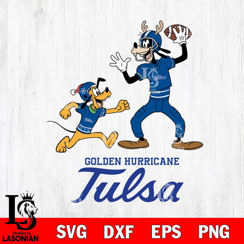 Tulsa Golden Hurricane Goofy & Pluto Football Cricut,Christmas SVG DXF EPS PNG FILE, NCAA Digital Download,Instant Download, Silhouette