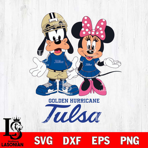 Tulsa Golden Hurricane Goofy and Minnie mouse Football SVG DXF EPS PNG FILE,NCAA svg ,Football Digital Download,Instant Download, Silhouette