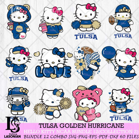 Tulsa Golden Hurricane Hello Kitty Bundle 12 SVG Svg Eps Dxf Png File, Digital Download, Instant Download