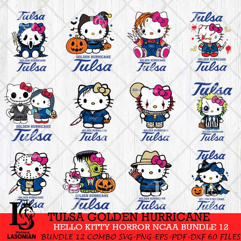 Tulsa Golden Hurricane Hello Kitty Horror NCAA Bundle 12 SVG Svg Eps Dxf Png File, Digital Download